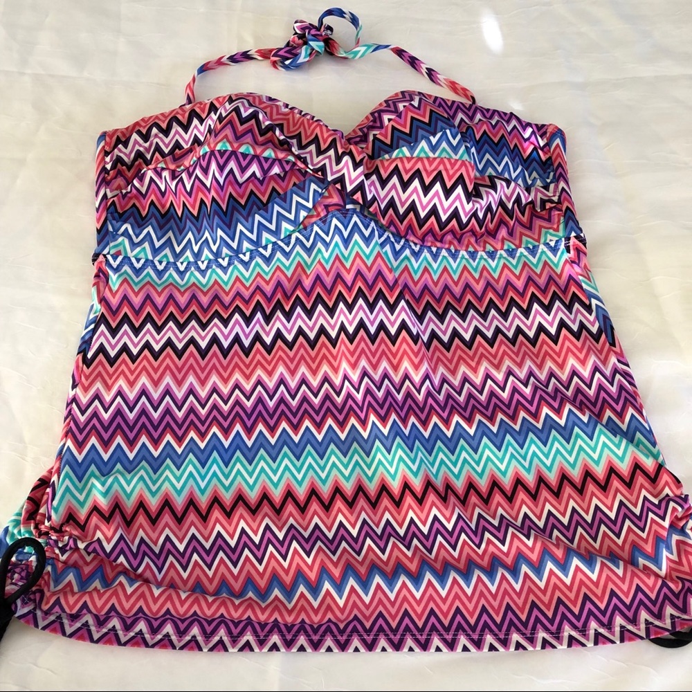 Wave Zone Colorful Print Tankini Swimsuit Swim 16.